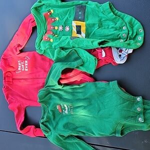 Festive Baby Onesies Set - Red and Green
